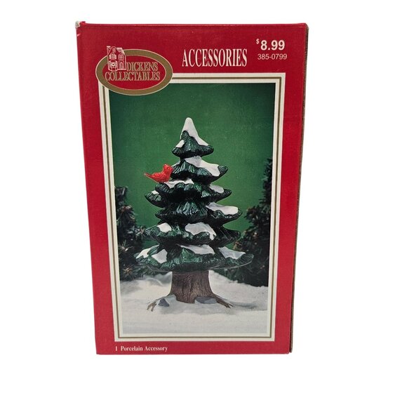 Dickens Collectables 2 Tree Figurines Accessory Hand Painted Porcelain - Picture 5 of 9